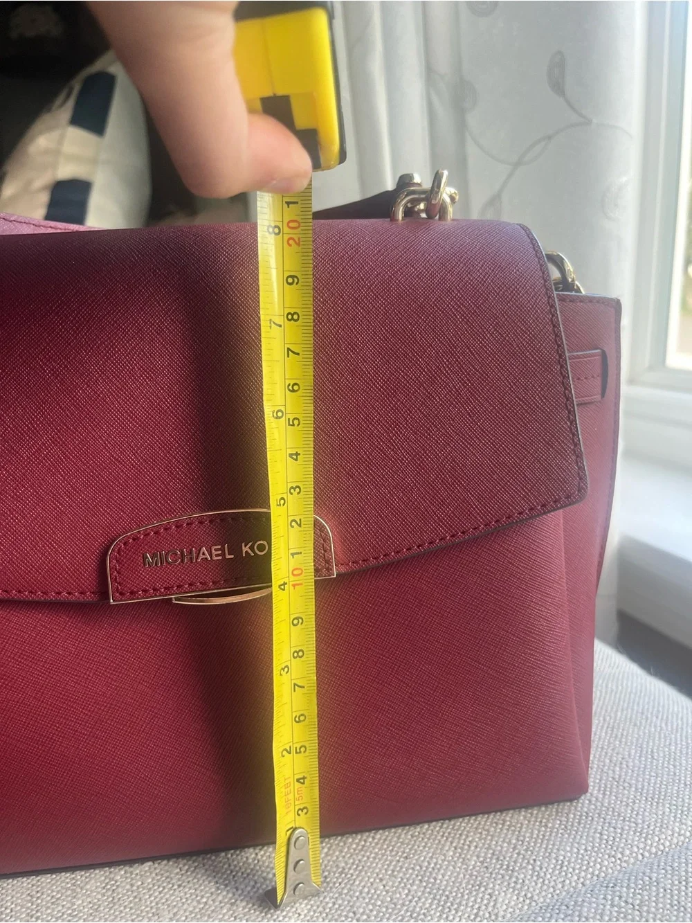 Michael Kors Red Saffiano Leather Satchel with Gold Hardware